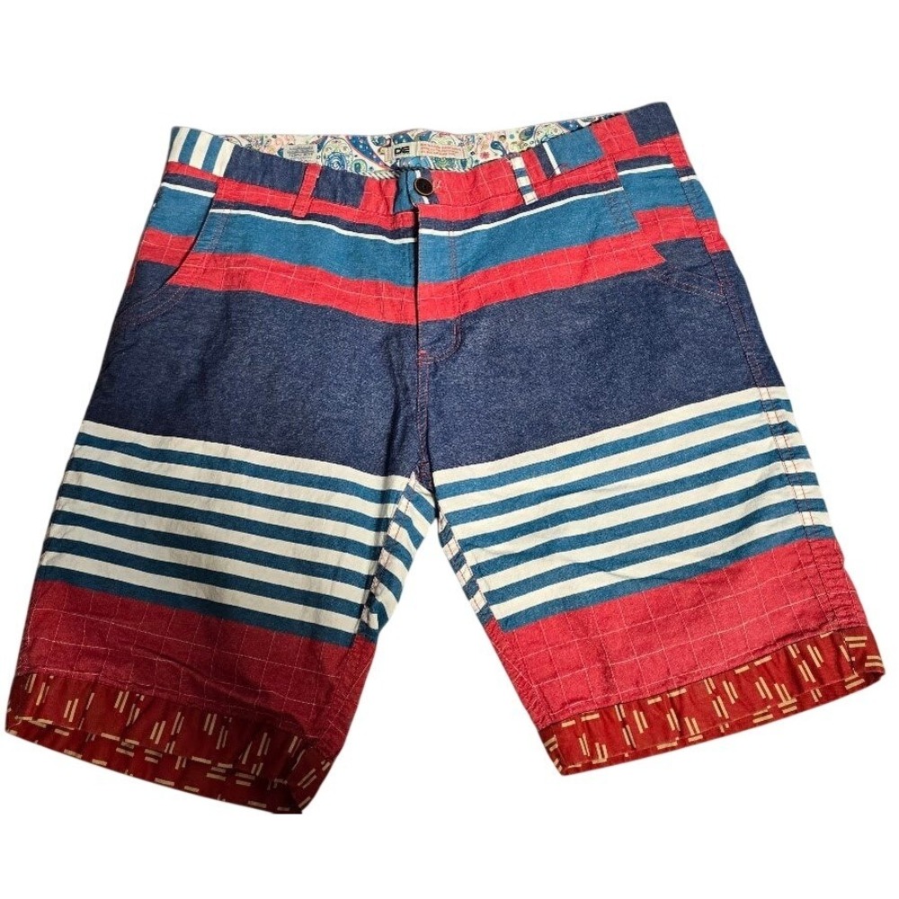 Cannabis Genuine Product 86 Mens Striped Multi Pattern Casual Shorts Size 35.728